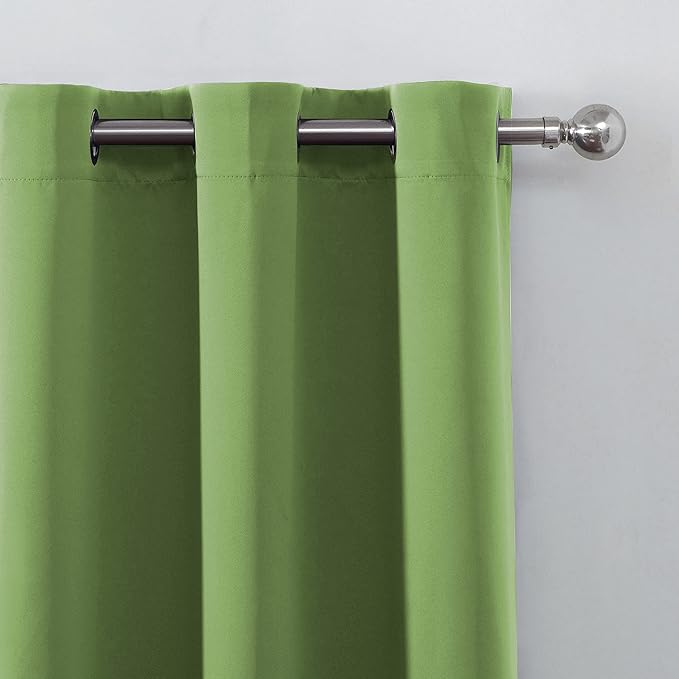 LEMOMO Blackout Curtains 52 x 63 inch/Light Green Curtains Set of 2 Panels/Thermal Insulated Room Darkening Bedroom Curtains