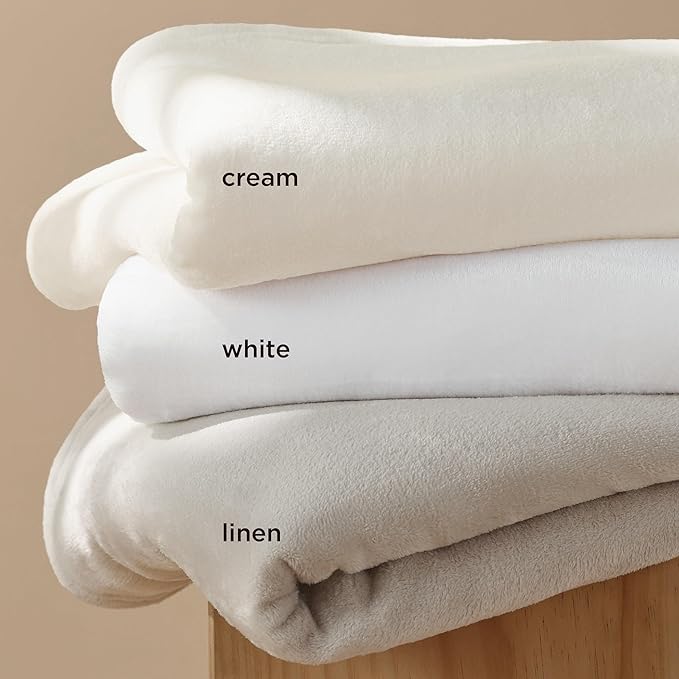 Bedsure GentleSoft Fleece Throw XL Blanket Linen - 300GSM Soft Lightweight Plush Cozy Blankets for Bed, Sofa, Couch, Travel, Camping, 50x70 inches