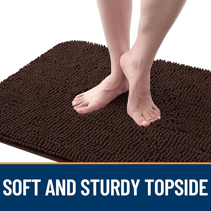 OLANLY Dog Door Mat for Muddy Paws 70x24, Absorbs Moisture and Dirt, Absorbent Non-Slip Washable Doormat, Quick Dry Chenille Mud Mat for Dogs, Entry Indoor Entryway Carpet for Inside Floor, Brown