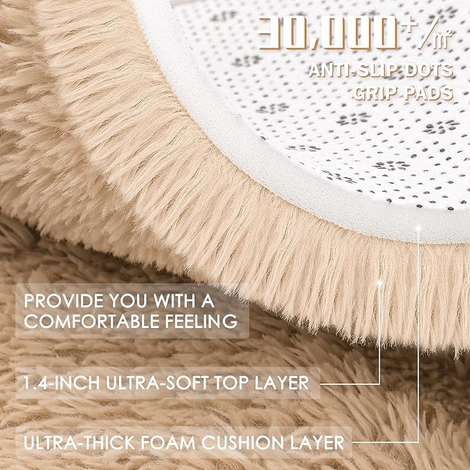 OLANLY 5x10 Machine Washable Large Area Rugs for Living Room, Bedroom, Soft Fluffy Shaggy Bedside Rug, Indoor Floor Carpet for Kids Girls and Boys, Dorms, Nursery, Home Decor Aesthetic, Beige