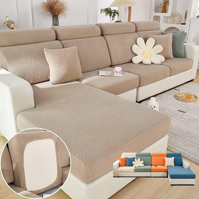 Soothing Home Sofa Covers, Sofa Hero Covers, Wear-Resistant Universal Couch Covers Washable Stretch Sectional Couch Cushion Covers (Coffee,Headrest Cover)