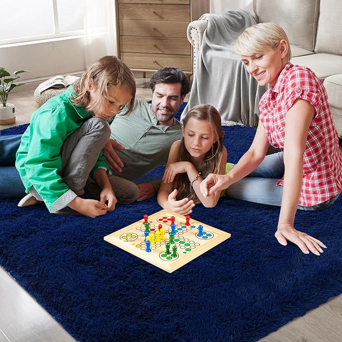 Shag Area Rugs for Bedroom Living Room,4X6 Ultra Soft Fluffy Area Rugs for Dorm, Indoor Carpet Nursery Rugs for Kids Room Home Decor, Navy Blue