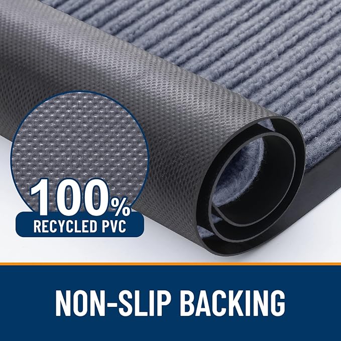 OLANLY Front Door Mat Indoor Outdoor Entrance, 2-Pack 71 x 47 Inch, Waterproof Heavy Duty Doormat, Fade Resistant, Low Profile, Easy Clean Patio Porch Welcome Floor Mats for Entry, Ash Grey