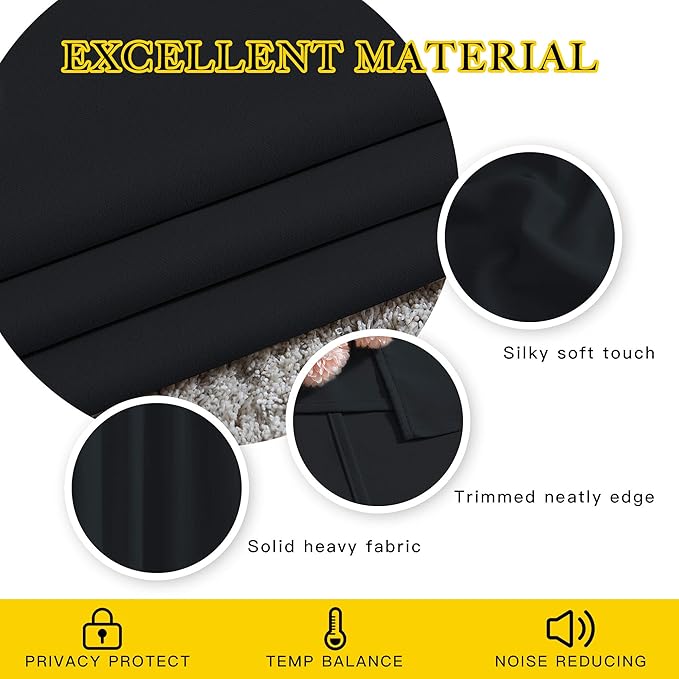 NICETOWN Black Out Curtains 102 inches Long, Grommet Thermal Insulated Solid Blackout Curtains Privacy Window Treatments for Bedroom/Living Room, W46 x L102, 2 Panels