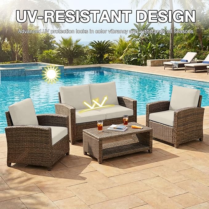 hyha 8Pcs Patio Cushion Covers, Stretch Outdoor Couch Cushion Covers Replacement, Washable Outdoor Chair/Sofa Slipcovers for Patio Furniture Cushions Protector with Elastic Bottom(Taupe,Cover Only)