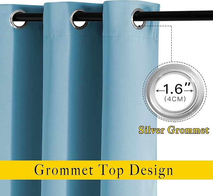 NICETOWN Blackout Curtains Panels for Window - Window Treatment Thermal Insulated Solid Grommet Blackout Drapes for Bedroom (Teal Blue, Double Panels, 66 by 90 Inch)