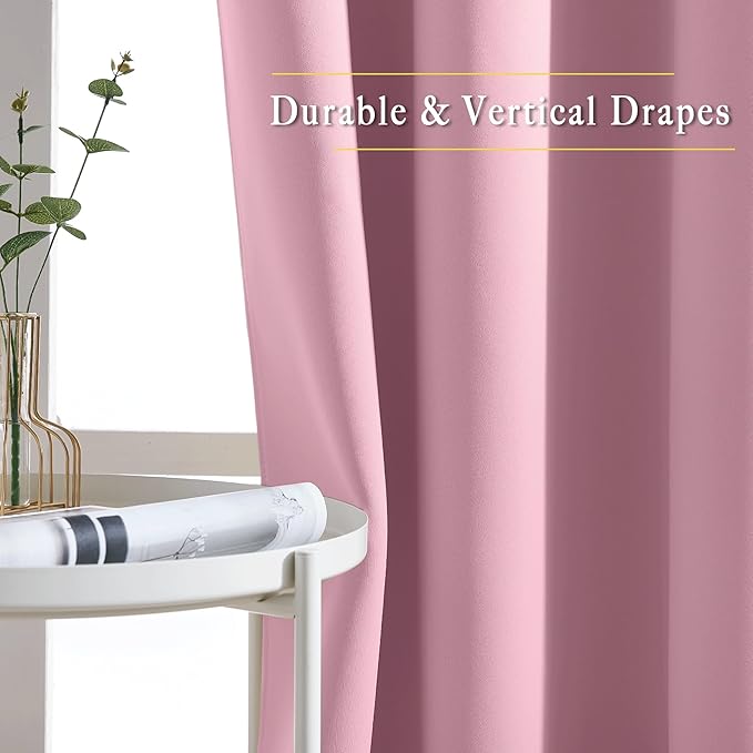 NICETOWN Blackout Draperies Curtain Panels - Window Treatment Thermal Insulated Solid Grommet Blackout Curtains/Panels/Drapes for Bedroom (Crystal Pink, Set of 2, 80 by 95 Inch)