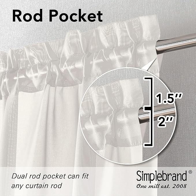 Simplebrand Ivory Sheer Curtains 84 Inches Long, Light Filtering Rod Pocket Solid Color Window Sheer Curtain Panels, Elegant Curtains & Drapes for Living Room, Bedroom 2 Panels (Ivory, 59" W x 84" L)