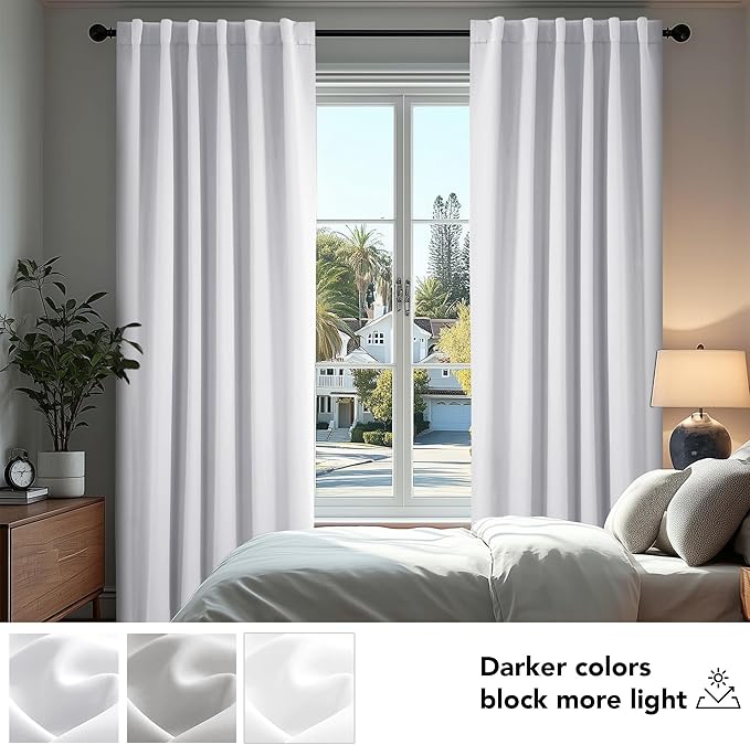 Deconovo Blackout Curtains, Thermal Insulated, W42 x L54 2 Panels, Back Tab, Machine Washable, Room-Darkening Drapes for Bedroom/Living Room Light Star White