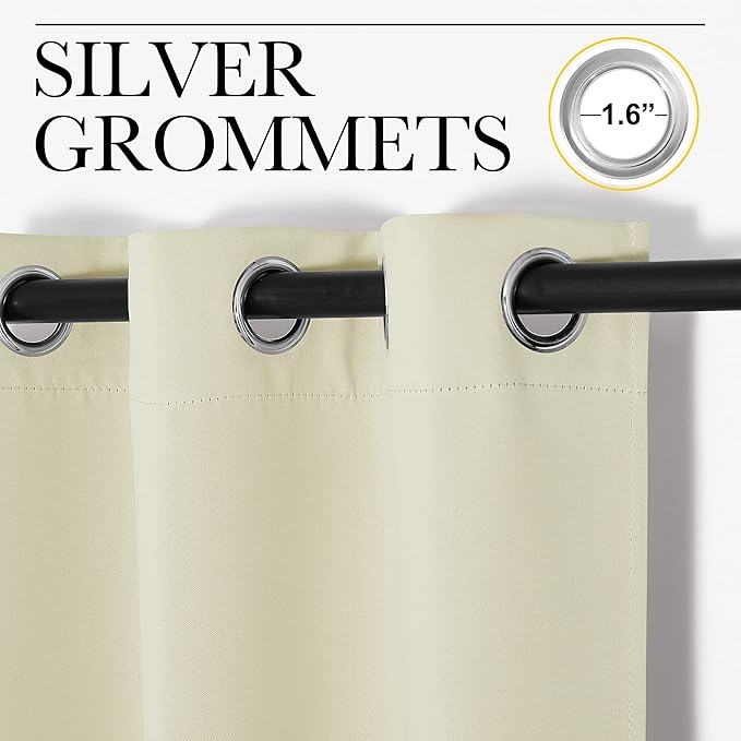 NICETOWN Room Darkening Short Curtain Panels for Small Window, Beige, 2 Panels, W29 x L40 -Inch, Thermal Insulated Grommet Room Darkening Draperies/Drapes for Window