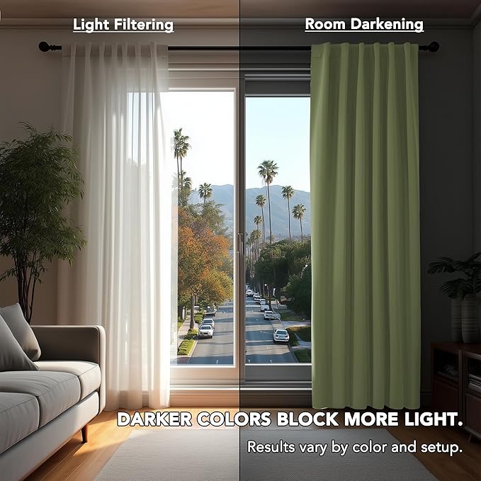 Deconovo Blackout Curtains, Thermal Insulated, W52 x L72 2 Panels, Back Tab, Machine Washable, Room-Darkening Drapes for Bedroom/Living Room Sage Green