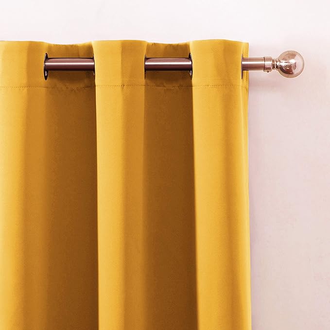 LEMOMO Yellow Thermal Blackout Curtains/42 x 63 Inch/Set of 2 Panels Room Darkening Curtains for Bedroom