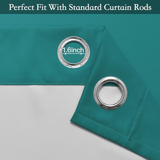SimpleHome Ombre Room Darkening Curtains for Living Room, Light Blocking Gradient Teal to Greyish White Thermal Insulated Grommet Window Curtains/Drapes for Bedroom, 2 Panels, 52x84 inches Length