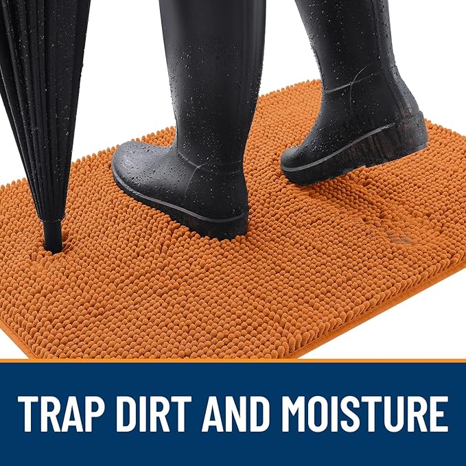 OLANLY Dog Door Mat for Muddy Paws 70x24, Absorbs Moisture and Dirt, Absorbent Non-Slip Washable Doormat, Quick Dry Chenille Mud Mat for Dogs, Entry Indoor Entryway Carpet for Inside Floor, Clay