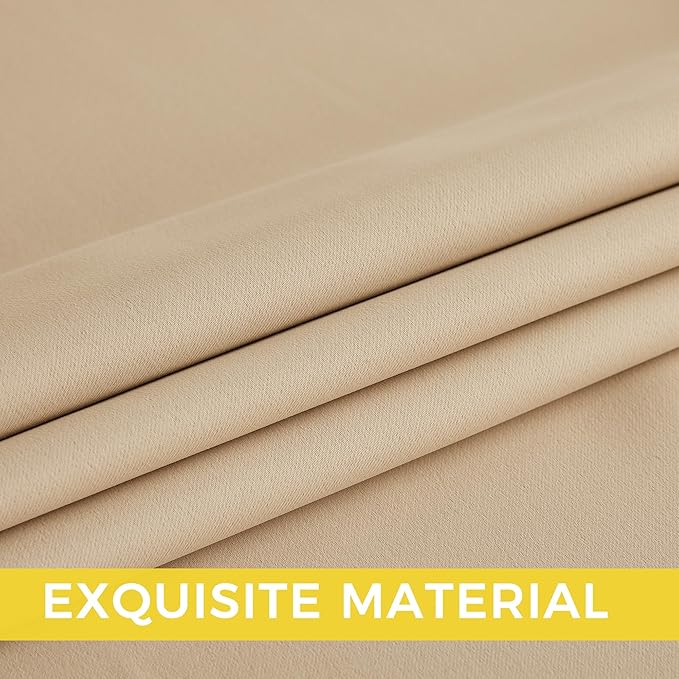 NICETOWN Room Darkening Draperies Curtains Panels, 2 Panels Biscotti Beige W52 x L96