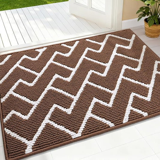 OLANLY Front Door Mat, Non-Slip Rubber Backing, Dirt Resistant and Absorbent, Washable, Easy to Clean Low-Profile Indoor Doormat for Back Door, Entryway, Inside Entrance, 32x20, Coffee