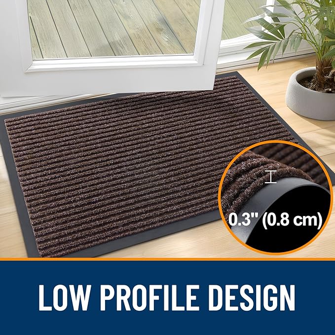 OLANLY Front Door Mat Indoor Outdoor Entrance, 2-Pack 71 x 23 Inch, Waterproof Heavy Duty Doormat, Fade Resistant, Low Profile, Easy Clean Patio Porch Welcome Floor Mats for Entry, Tan