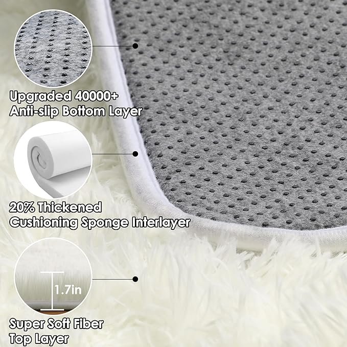 ONASAR Cream White Rugs for Living Room Bedroom, 5x8 Fluffy Bedside Area Rug, Soft Plush Shaggy Indoor Floor Carpet for Nursery Kids Girls Boys Teen Dorm Home Office Decor Aesthetic
