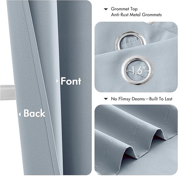 MIULEE Light Blue Blackout Curtains for Bedroom Living Room 84 Inches Long 2 Panels, Thermal Insulated Room Darkening Drapes Solid Grommet Noise Reduction Light Blocking Window Treatments 40x84 Inch