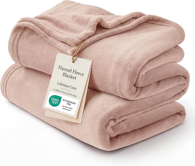 Bedsure GentleSoft Fleece Blanket Twin Size Dusty Pink - 300GSM Lightweight Plush Fuzzy Cozy Soft Warm Blanket for Bed, Sofa, Couch, Travel, Camping, 60x80 inches