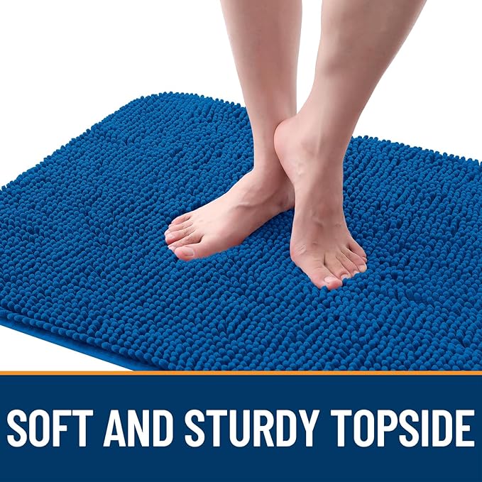OLANLY Dog Door Mat for Muddy Paws 59x20, Absorbs Moisture and Dirt, Absorbent Non-Slip Washable Doormat, Quick Dry Chenille Mud Mat, Entry Indoor Entryway Carpet for Inside Floor, Deep Navy Blue
