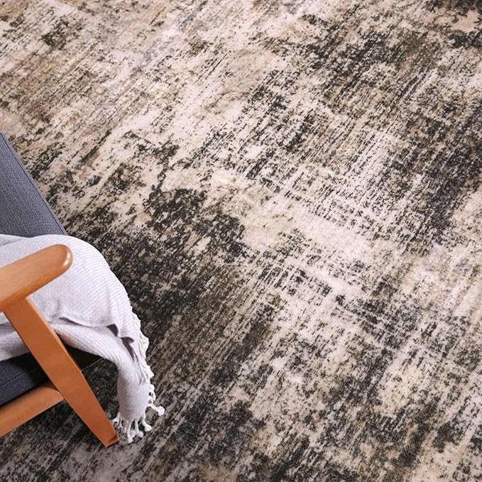 IOHOUZE Abstract Runner Rug 2x7 Ft Washable Runners for Hallways, Non Slip Kitchen Runner Printed Faux Wool Entryway Runners Indoor, Modern Abstract Floor Carpet for Hall Kitchen Bedroom, Brown/Rust