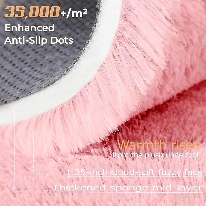 6x9 Area Rug for Living Room: Fluffy Shag Soft Washable Rugs Large Fuzzy Plush Indoor Carpet for Bedroom Nursery Playroom Kids Girls Boys Room (Pink, 6'x9')