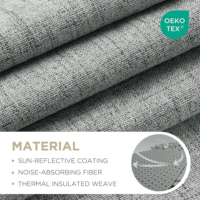 Joydeco Linen Blackout Curtains for Bedroom - 100% Light Blocking 1 Panels, Light Grey Drapes 100" W x 96" L, Thermal Insulated Room Darkening Curtains for Living Room, Rod Pocket & Back Tabs