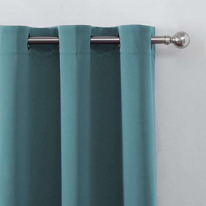 LEMOMO Sea Teal Thermal Blackout Curtains/42 x 63 Inch/Set of 2 Panels Room Darkening Curtains for Bedroom