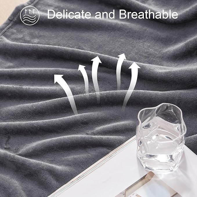 Exclusivo Mezcla Fleece Blanket Cal King Size for Bed, Super Soft and Warm, All Season, Cozy, Plush, Lightweight, 120x120 Inches, Dark Grey