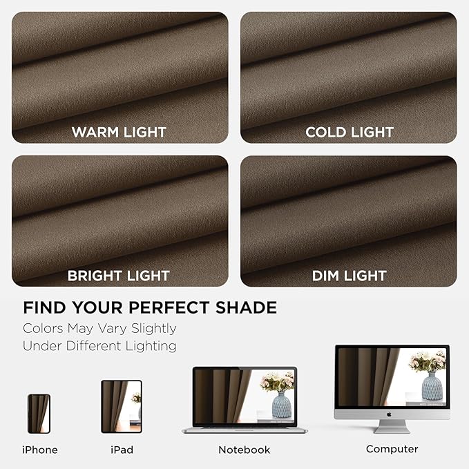 Joydeco Blackout Curtains 63 Inch Length 2 Panels Set, Thermal Insulated Long Curtains& Drapes 2 Burg, Room Darkening Grommet Drapes for Living Room Bedroom Window (W52 x L63 Inch, Khaki)