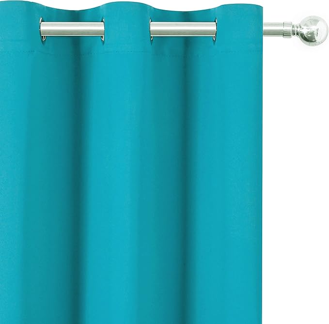 LEMOMO Teal Blackout Curtains 34 x 54 Inch Length/Set of 2 Curtain Panels/Thermal Insulated Room Darkening Blackout Curtains for Bedroom