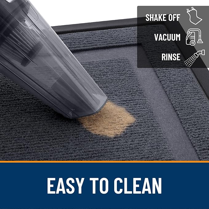 OLANLY Front Door Mat Indoor Outdoor Entrance, Waterproof All-Season, All-Weather Doormat, Sturdy Natural Rubber, Fade Resistant, Low Profile, Easy Clean Patio Porch Entryway Mat, 47x30, Light Grey