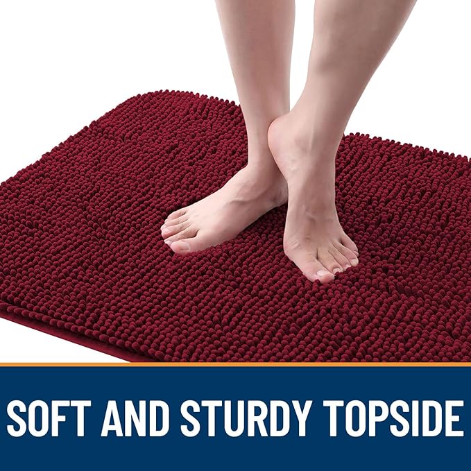OLANLY Dog Door Mat for Muddy Paws 34x21, Absorbs Moisture and Dirt, Absorbent Non-Slip Washable Doormat, Quick Dry Chenille Mud Mat for Dogs, Entry Indoor Entryway Carpet for Inside Floor, Burgundy