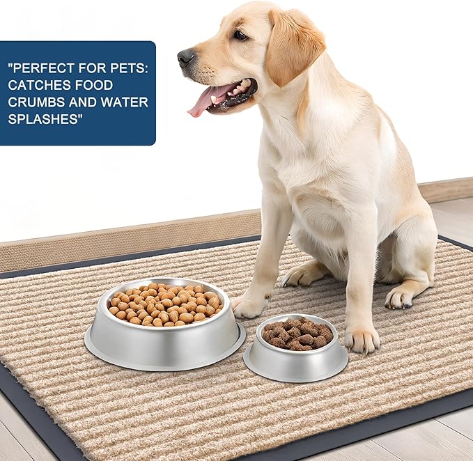 OLANLY Front Door Mat Indoor Outdoor Entrance, Waterproof Heavy Duty Doormat, Fade Resistant, Low Profile, Easy Clean Patio Porch Welcome Floor Mats for Entry, 71x30, Beige