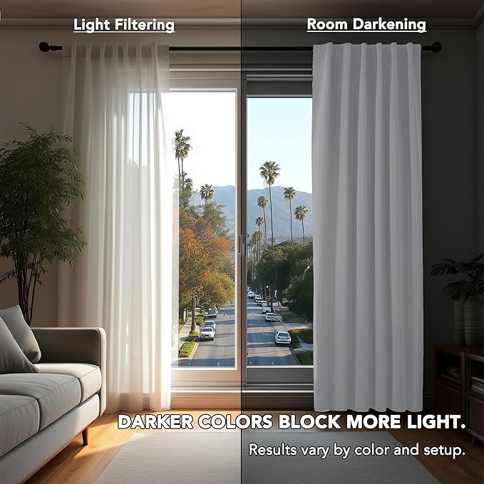 Deconovo Room Darkening Curtains, Thermal Insulated Noise-Reducing Window Panels for Bedroom, Living Room and Home Office, 2 Panels, Pure White, 70W x 84L Inch