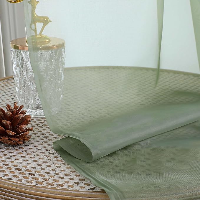 OWENIE Sage Green Sheer Curtains 120 Inches Long 2 Panels Set, Airy Lightweight Sage Curtain for Living Room Bedroom, Farmhouse Filmy Rod Pocket Drapes, 2 Pcs, Each 59" Wx120 L Inch