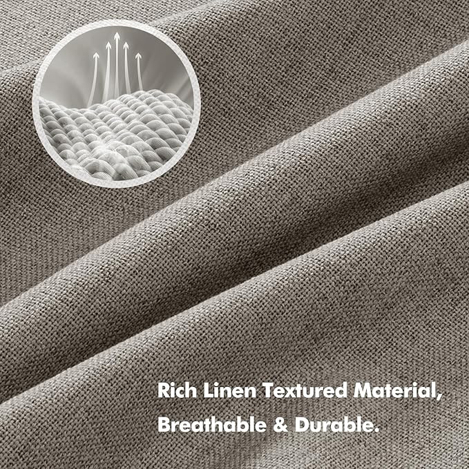 MIULEE 100% Blackout Linen Curtains for Bedroom,Greige Solid Luxury Decor Thermal Insulation Room Darkening Drapes for Living Room Nursery Back Tab Rod Pocket 42 x 108 Inches, 2 Panels