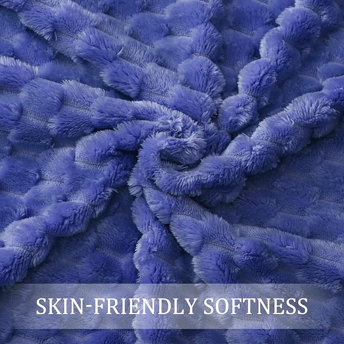 Exclusivo Mezcla Fleece Twin Blanket for Bed, Extra Large Fuzzy Cobalt Blue Bed Blankets, Soft Cozy Plush Sofa Throws for All Seasons, 60x80 Inches