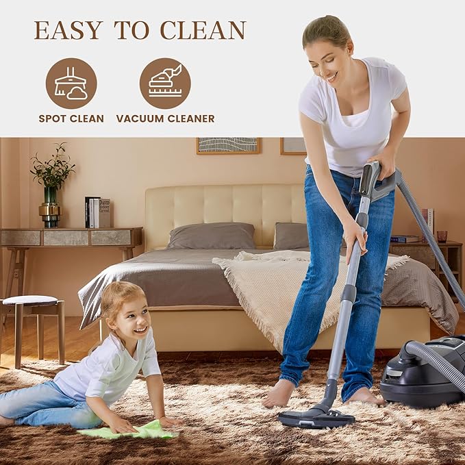 Fluffy Shag Area Rugs for Bedroom, 5x7 Ft Tie-Dyed Coffee Upgrade Anti-Skid Rectangular Cozy Rug, Indoor Shag Fuzzy Carpets for Boy and Girls Room Dorm Home Decor Aesthetic
