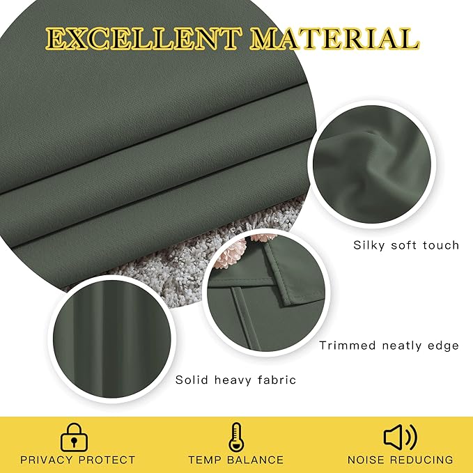NICETOWN Living Room Window Curtain Drapes Extra Long & Wide - Living Room Panels Grommet Top Window Treatment for Hall & Guest Room (W80 x L108, Dark Mallard, 2 Pieces)