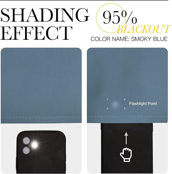 NICETOWN Bedroom Blackout Curtains and Drapes 54 inch Long - Window Treatment Thermal Insulated Solid Grommet Light Blocking for Night Shift (Stone Blue, W37 x L54, 2 Panels)