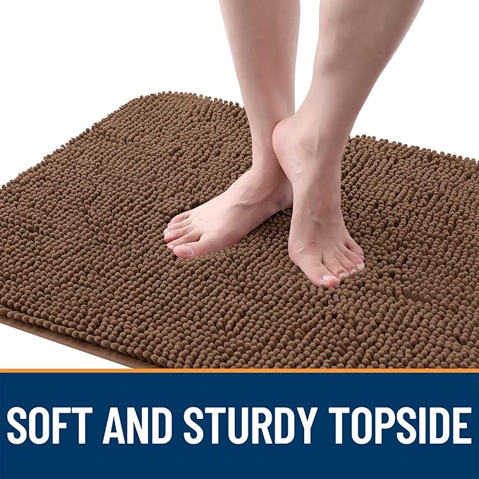 OLANLY Dog Door Mat for Muddy Paws 70x32, Absorbs Moisture and Dirt, Absorbent Non-Slip Washable Doormat, Quick Dry Chenille Mud Mat for Dogs, Entry Indoor Entryway Carpet for Inside Floor, Mocha