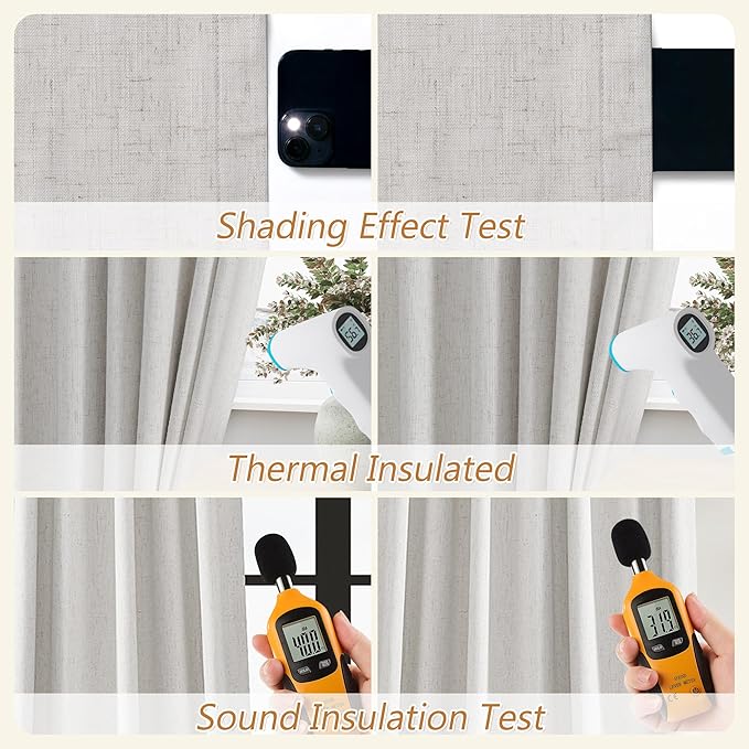 Guken Natural 100% Blackout Curtains 102 Inch Length 2 Panels Set for Living Room Bedroom Back Tab Winter Thermal Insulated Black Out High End Drapes Room Darkening Window Curtain 102 Inches Long