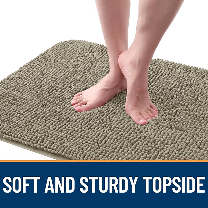 OLANLY Dog Door Mat for Muddy Paws 54x24, Absorbs Moisture and Dirt, Absorbent Non-Slip Washable Doormat, Quick Dry Chenille Mud Mat, Entry Indoor Entryway Carpet for Inside Floor, Warm Taupe