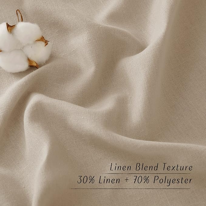 NICETOWN Taupe Linen Doorway Curtains 80 inches Long, Grommet Thick Linen Weave Semi Sheer Window Treatments Privacy Assured with Light Filtering for Bedroom/Side Door, W34 x L80