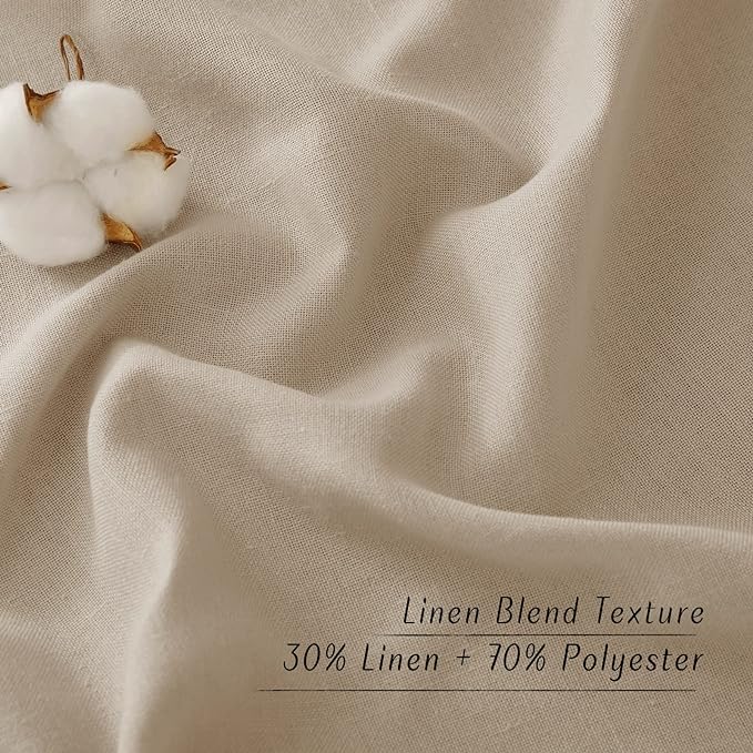 NICETOWN Taupe Short Linen Curtains for Kitchen, Thick Flax Small Window Treatments Semi Sheer Privacy Assured with Light Through for Cafe/Bathroom, W42 x L48, 2 Panels