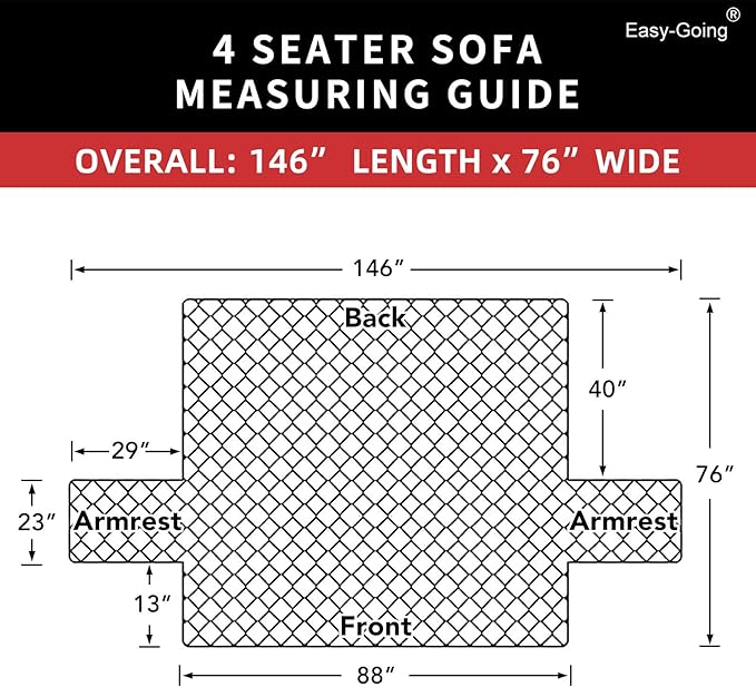 Easy-Going 4 Seater Sofa Slipcover Reversible Sofa Cover Water Resistant Couch Cover with Foam Sticks Elastic Straps Furniture Protector for Pets Children Dog Cat (XX-Large, Taupe/Ivory)