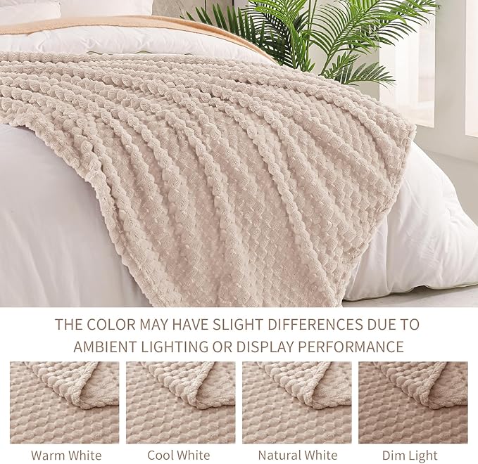 Exclusivo Mezcla Fleece Twin Blanket for Bed, Extra Large Fuzzy Camel Bed Blankets, Soft Cozy Plush Sofa Throws for All Seasons, 60x80 Inches