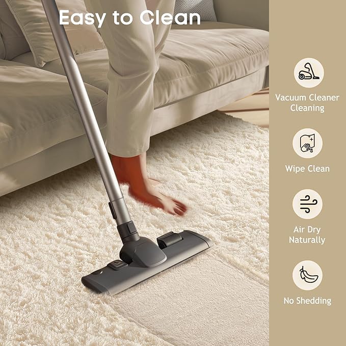 Ophanie 7x10 Area Rugs for Living Room, Upgrade Non-Slip Fluffy Soft Large Shag Bedroom Carpet, Ivory Big Indoor Thick Nursery Rug, Carpets for Boy and Girls Room Dorm Home Decor Aesthetic